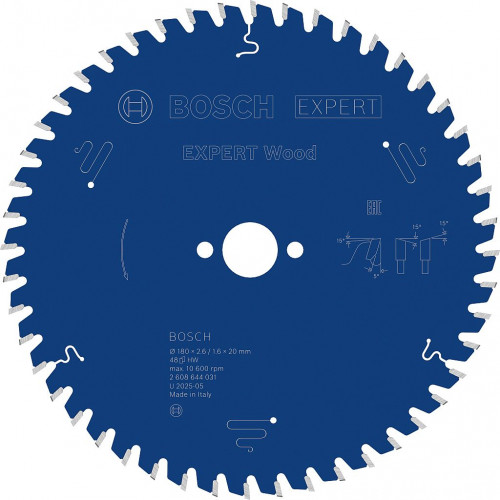 BOSCH Lame de scie circulaire Expert for Wood 180 × 2,6/1,6 × 20 mm, T48 608644031