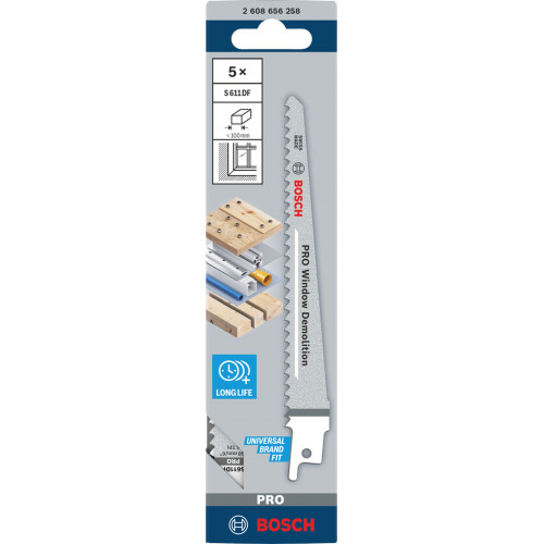 BOSCH Lame PRO Window Demolition S611DF, 1,25 x 19 x 150 mm, 5 pcs 2608656258