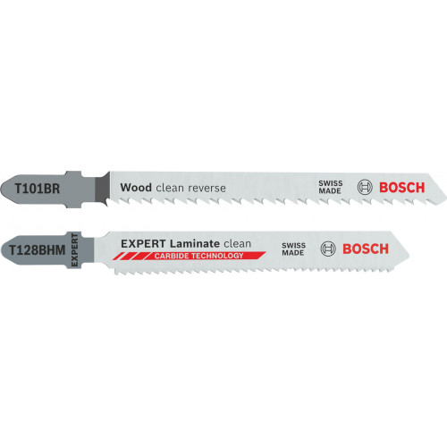 BOSCH Lames de scie sauteuse T101BR et EXPERT Laminate Clean T128BHM, 26 pcs 2608665463