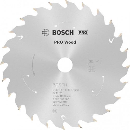 BOSCH Lame de scie circulaire Standard for Wood 136 x 1,5/1 x 15,875 T24 2608837667