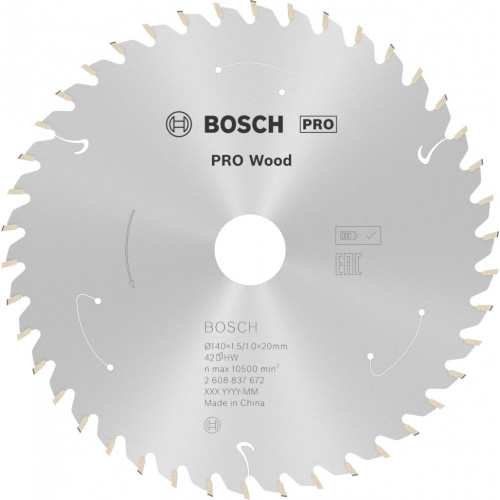 BOSCH Lame de scie circulaire sans fil PRO Wood cordless 140 x 1,5/1 x 20 T42 2608837672