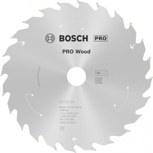 BOSCH Lame de scie circulaire Standard for Wood 160 x 1,5/1 x 20 T24 2608837676