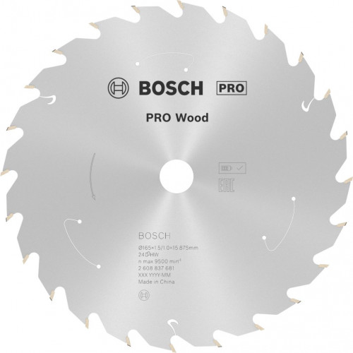 BOSCH Lame de scie circulaire Standard for Wood 165 x 1,5/1 x 15,875 T24 2608837681