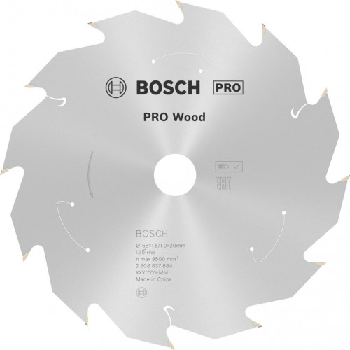 BOSCH Lame de scie circulaire Standard for Wood 165 x 1,5/1 x 20 T12 2608837684