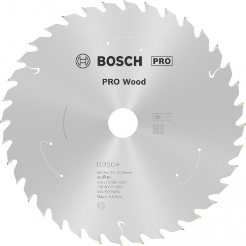 BOSCH Lame de scie circulaire Standard for Wood 165 x 1,5/1 x 20 T36 2608837686