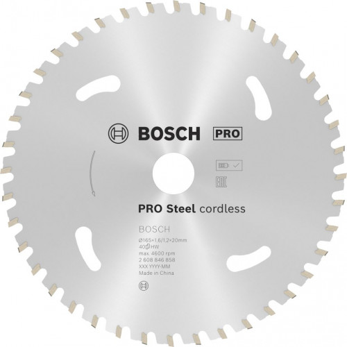 BOSCH Lame de scie circulaire sans fil PRO Steel cordless, 165 x 1,6 x 20 mm 2608846858
