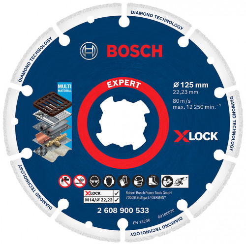BOSCH Disque a tronçonner X-LOCK EXPERT Diamond Metal Wheel 125 x 22,23 mm 2608900533