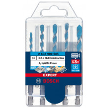 BOSCH Coffret de 5 forets EXPERT HEX-9 MultiConstruction, 4/5/6/6/8 mm 2608900585