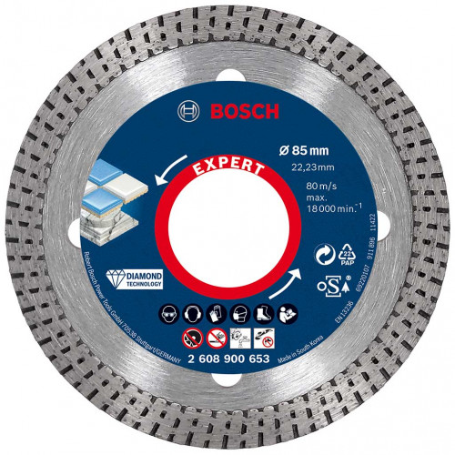 BOSCH Disque a tronçonner diamanté EXPERT HardCeramic 85 x 22,23 x 1,6 x 7 mm 2608900653