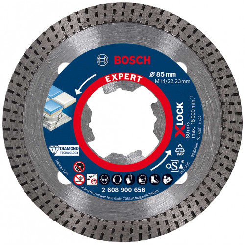 BOSCH Disque a tronçonner diamanté X-LOCK EXPERT HardCeramic 85x1,6x7mm 2608900656