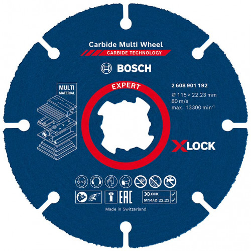 BOSCH Disque a tronçonner EXPERT Carbide Multi Wheel X-LOCK 115 mm, 22,23 mm 2608901192