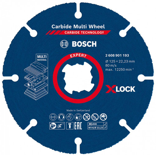 BOSCH Disque a tronçonner EXPERT Carbide Multi Wheel X-LOCK 125 mm, 22,23 mm 2608901193