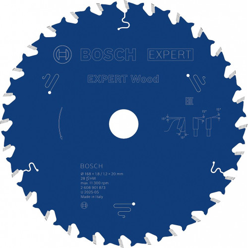 BOSCH Lame de scie circulaire Expert for Wood 168 × 1,8/1,2 × 20 mm, T28 2608901873