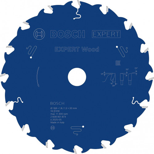 BOSCH Lame de scie circulaire Expert for Wood 168 × 1,8/1,2 × 20 mm, T16 2608901874