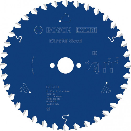 BOSCH Lame de scie circulaire Expert for Wood 160 × 1,8/1,2 × 20 mm, T36 2608902142