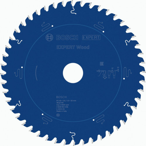 BOSCH Lame de scie circulaire EXPERT Wood, 216 x 2,6/1,6 x 30 mm, T48 2608902206