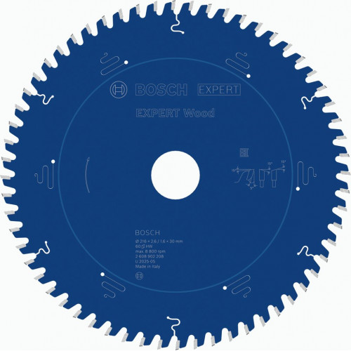 BOSCH Lame de scie circulaire EXPERT Wood, 216 x 2,6/1,6 x 30 mm, T60 2608902208