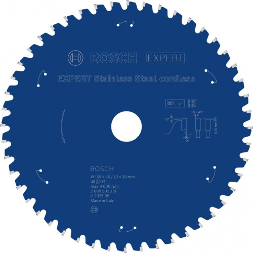 BOSCH Lame de scie circulaire Stainless Steel cordless, 165 x 20 mm, T48 2608902219