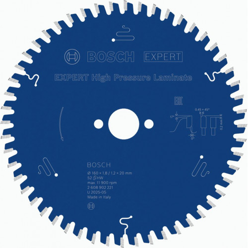 Lame de scie circulaire EXPERT High Pressure Laminate 160x1,8/1,2x20 mm, T52 2608902221