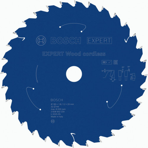 BOSCH Lame de scie circulaire EXPERT Wood cordless, 185 x1,8/1,2x20 mm, T32 2608902234