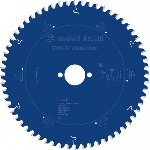 BOSCH Lame de scie circulaire EXPERT Aluminium, 216 x 2,3/1,6 x 30 mm, T60 2608902237