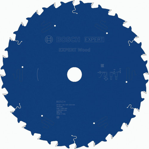 BOSCH Lame de scie circulaire EXPERT Wood, 254 x 2,6/1,8 x 25,4 mm, T24 2608902240