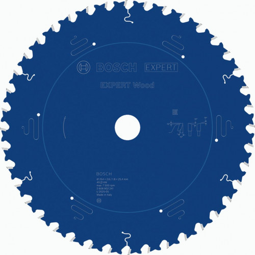 BOSCH Lame de scie circulaire EXPERT Wood, 254 x 2,6/1,8 x 25,4 mm, T40 2608902241