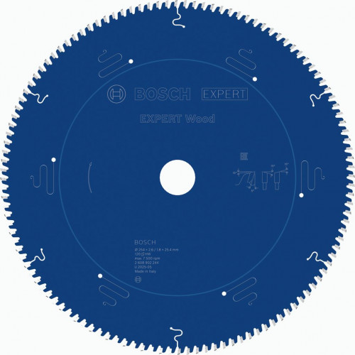 BOSCH Lame de scie circulaire EXPERT Wood, 254 x 2,6/1,8 x 25,4 mm, T120 2608902244