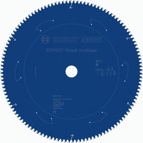 BOSCH Lame de scie circulaire EXPERT Wood cordless, 305 x 2,2/1,6 x25,4mm, T120 2608902246