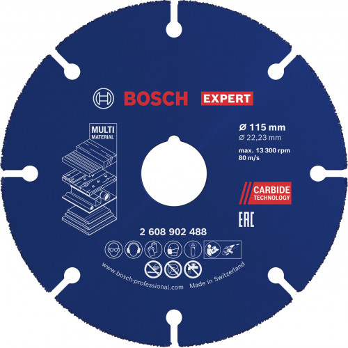 Bosch EXPERT Carbide Multi Wheel Disque a tronçonner carbure 115mm, 22,23mm 2608902488 Bosch EXPERT Carbide Multi Wheel Disque a tronçonner carbure 115mm, 22,23mm 2608902488