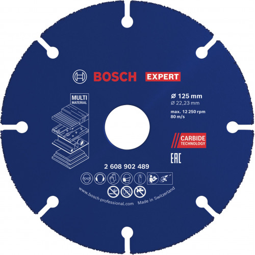 Bosch EXPERT Carbide Multi Wheel Disque a tronçonner carbure 125mm, 22,23mm 2608902489 Bosch EXPERT Carbide Multi Wheel Disque a tronçonner carbure 125mm, 22,23mm 2608902489