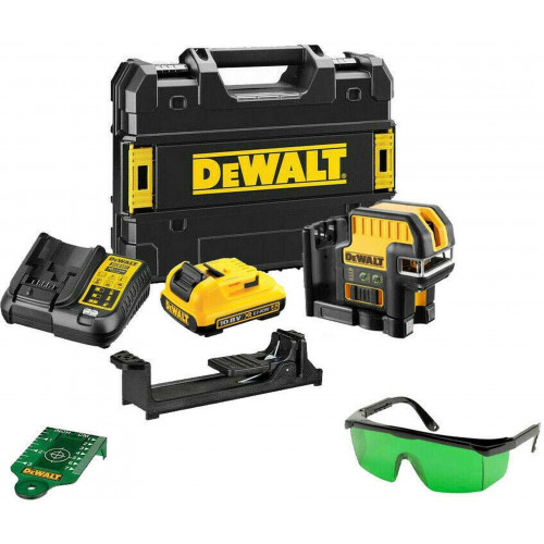 DeWALT DCE0822D1G Laser en croix a 2 points, vert, XR (10,8V/1x2,0Ah) Coffret Tstak