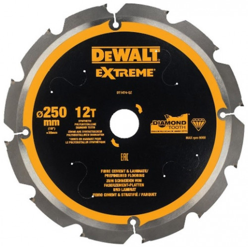 DeWALT DT1474 Lame de scie circulaire 250 x 30 mm 12Z