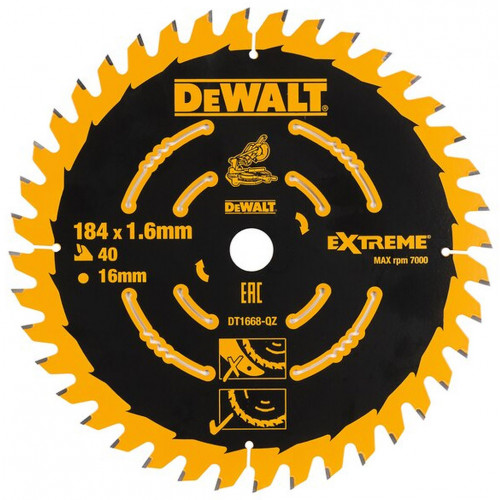 DeWALT DT1668 Lame de scie circulaire, 184/16 mm, 40 dents