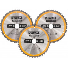 DeWALT DT1962 Jeu des lames de scie circulaire, 3-pcs