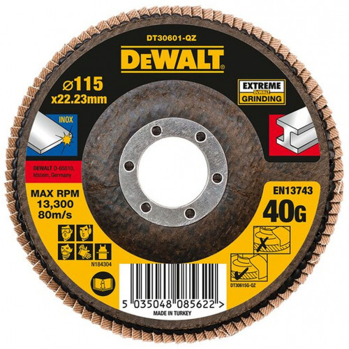 DeWALT DT30601 Disque a Lamelle K40 Plat, Gris, 115 mm