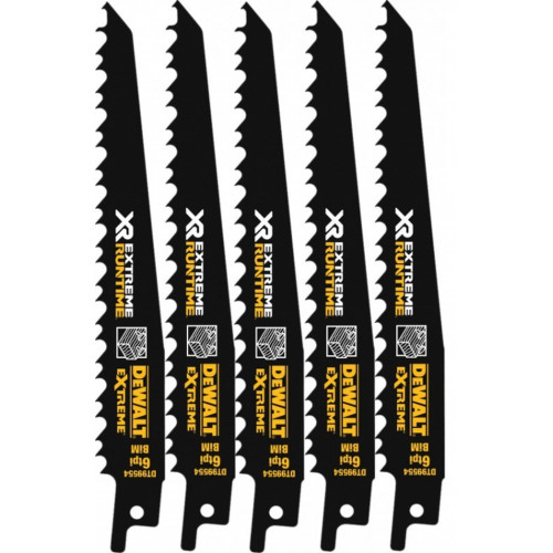 DeWALT DT99554-QZ Lames de scie sabre XR 152 mm 6TPI (5 pieces)