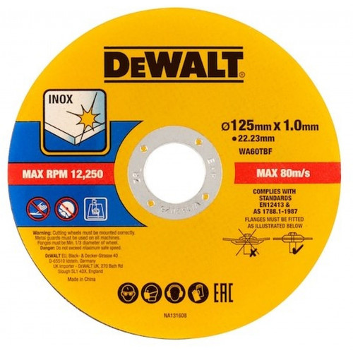 DeWALT DT20598-QZ Disque a tronçonner 125 x1 x 22,2mm 50 pce