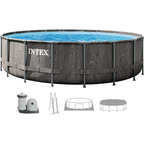 INTEX GREYWOOD PRISM FRAME Piscine ronde 549 × 122 cm avec filtration 220–240V 26744NP INTEX GREYWOOD PRISM FRAME Piscine ronde 549 × 122 cm avec filtration 220–240V 26744NP