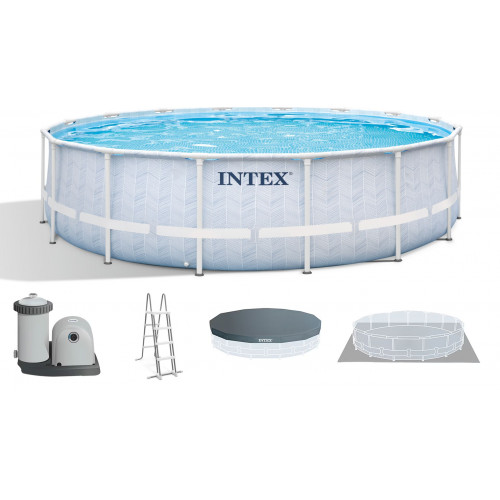 INTEX CHEVRON PRISM FRAME Piscine ronde 488 × 122 cm avec filtration 220–240V 26746NP INTEX CHEVRON PRISM FRAME Piscine ronde 488 × 122 cm avec filtration 220–240V 26746NP