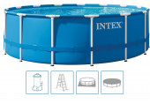 INTEX METAL FRAME Piscine 457 x 122 cm avec systeme de filtration 12 V 28242GN
