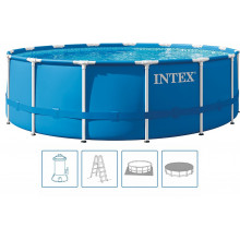 INTEX METAL FRAME Piscine 457 x 122 cm avec systeme de filtration 12 V 28242GN