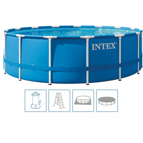 INTEX METAL FRAME Piscine 457 x 122 cm avec systeme de filtration 12 V 28242GN INTEX METAL FRAME Piscine 457 x 122 cm avec systeme de filtration 12 V 28242GN