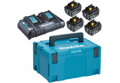 Makita 197626-8 Pack Énergie 18 V Li-Ion (4 batteries + 1 chargeur double + MAKPAC)