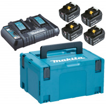 Makita 197626-8 Pack Énergie 18 V Li-Ion (4 batteries + 1 chargeur double + MAKPAC)