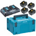 Makita 197626-8 Pack Énergie 18 V Li-Ion (4 batteries + 1 chargeur double + MAKPAC)