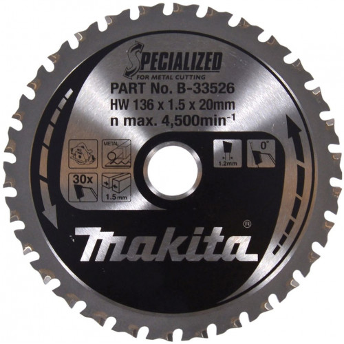 Makita B-33526 Lame de scie, métal 136mmx20mmx30T