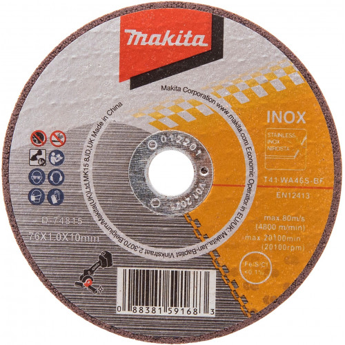 Makita D-74815-5 PACK 5 DISQUES A TRONCONNER 76 x 10 mm Makita D-74815-5 PACK 5 DISQUES A TRONCONNER 76 x 10 mm