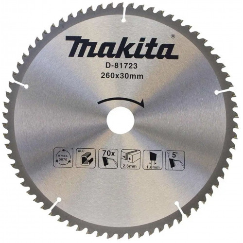 Makita D-81723 Lame de scie TCT pour aluminium 260 × 30 mm 70 dents =old D-73003 Makita D-81723 Lame de scie TCT pour aluminium 260 × 30 mm 70 dents =old D-73003