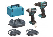 Makita DLX2577V01 Kit d'outils sans fil DDF490+DTD158 Li-Ion LXT (2×2,0 Ah/18V), Makpac